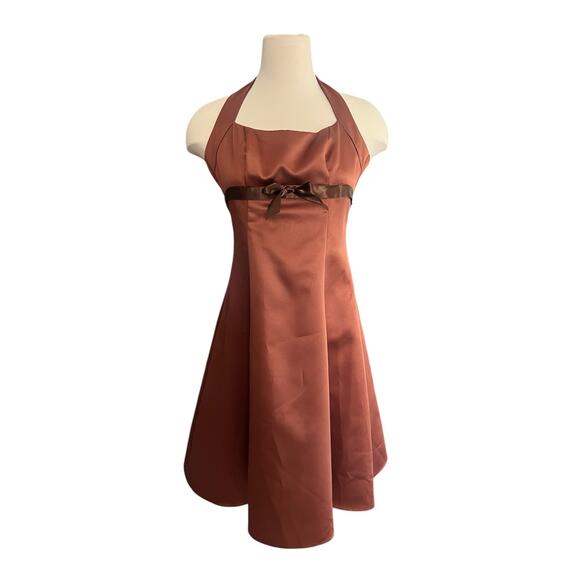 Zum Zum by Niki Livas vintage halter brown dress size 1 juniors Y2K Retro prom - Picture 1 of 12